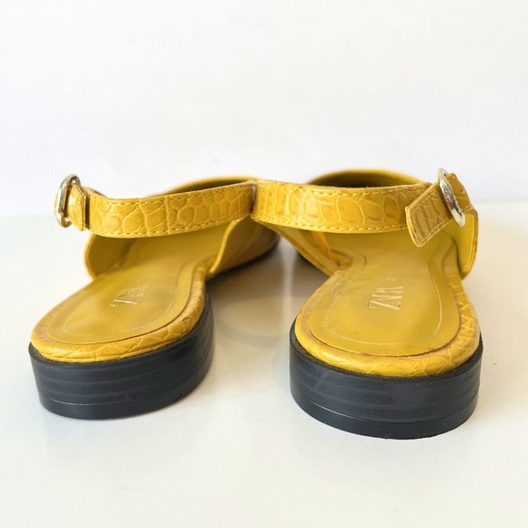 🎈HOST PICK🎈NEW! Zara Yellow Croc Embossed Point-toe Slingback Flats Size 36 - Picture 8 of 14